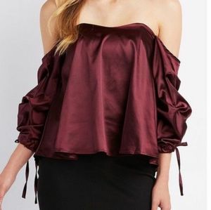 NWOT Satin off the shoulder top